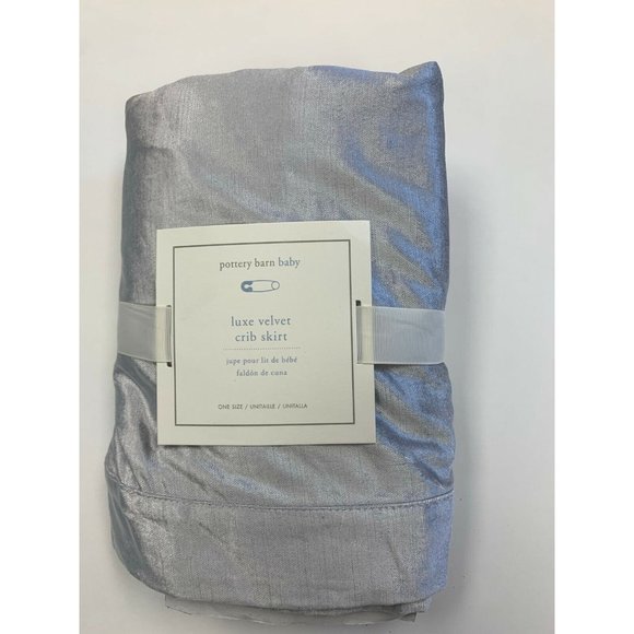 Pottery Barn Kids Luxe Velvet Crib Skirt Gray
